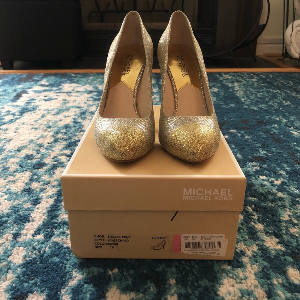 Michael Kors Silver & Gold Glitter Pumps